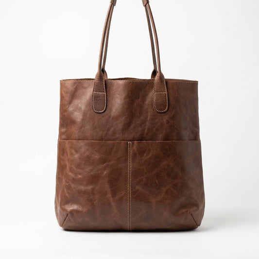 Market Tote Bag – Dark Brown Genuine Leather