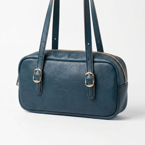 Mini Sac Boston – Cuir véritable sarcelle intense