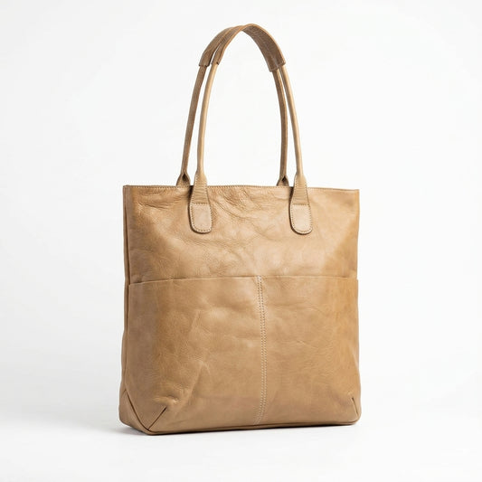 Market Tote Bag – Sand Genuine Leather