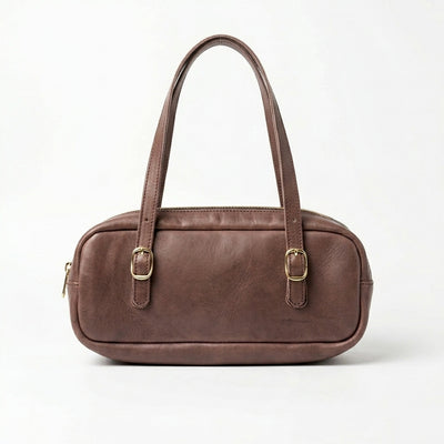 Mini sac Boston – Cuir véritable marron chocolat