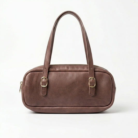 Mini Boston Bag – Chocolate Brown Genuine Leather