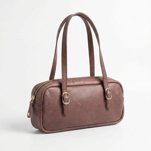 Mini sac Boston – Cuir véritable marron chocolat