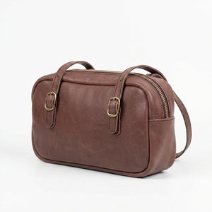 Mini sac Boston – Cuir véritable marron chocolat