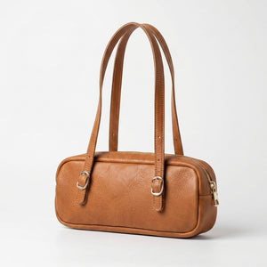 Mini Boston Bag – Cuir véritable camel