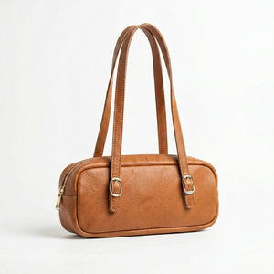 Mini Boston Bag – Cuir véritable camel