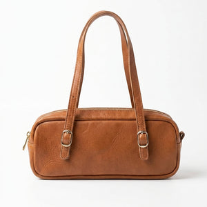 Mini Boston Bag – Cuir véritable camel
