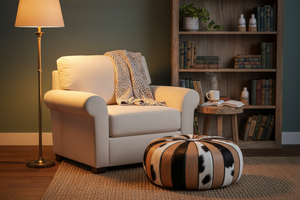 Pouf in a reading nook
