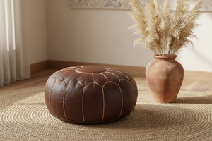 Pouf on jute rug