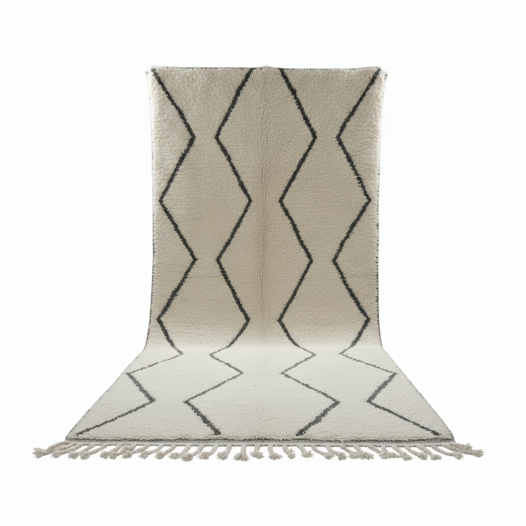 Handwoven Moroccan Wool Kilim Rug with Rich Geometric Ornament and Layered Borders
