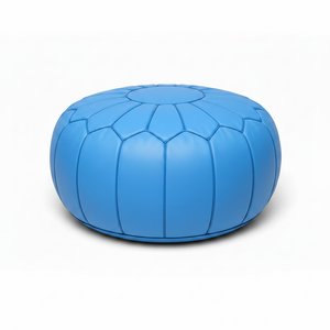 Sky Blue Moroccan Pouf Studio Shot