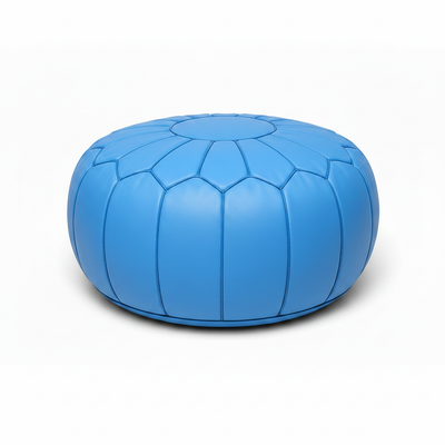 Sky Blue Moroccan Pouf Studio Shot