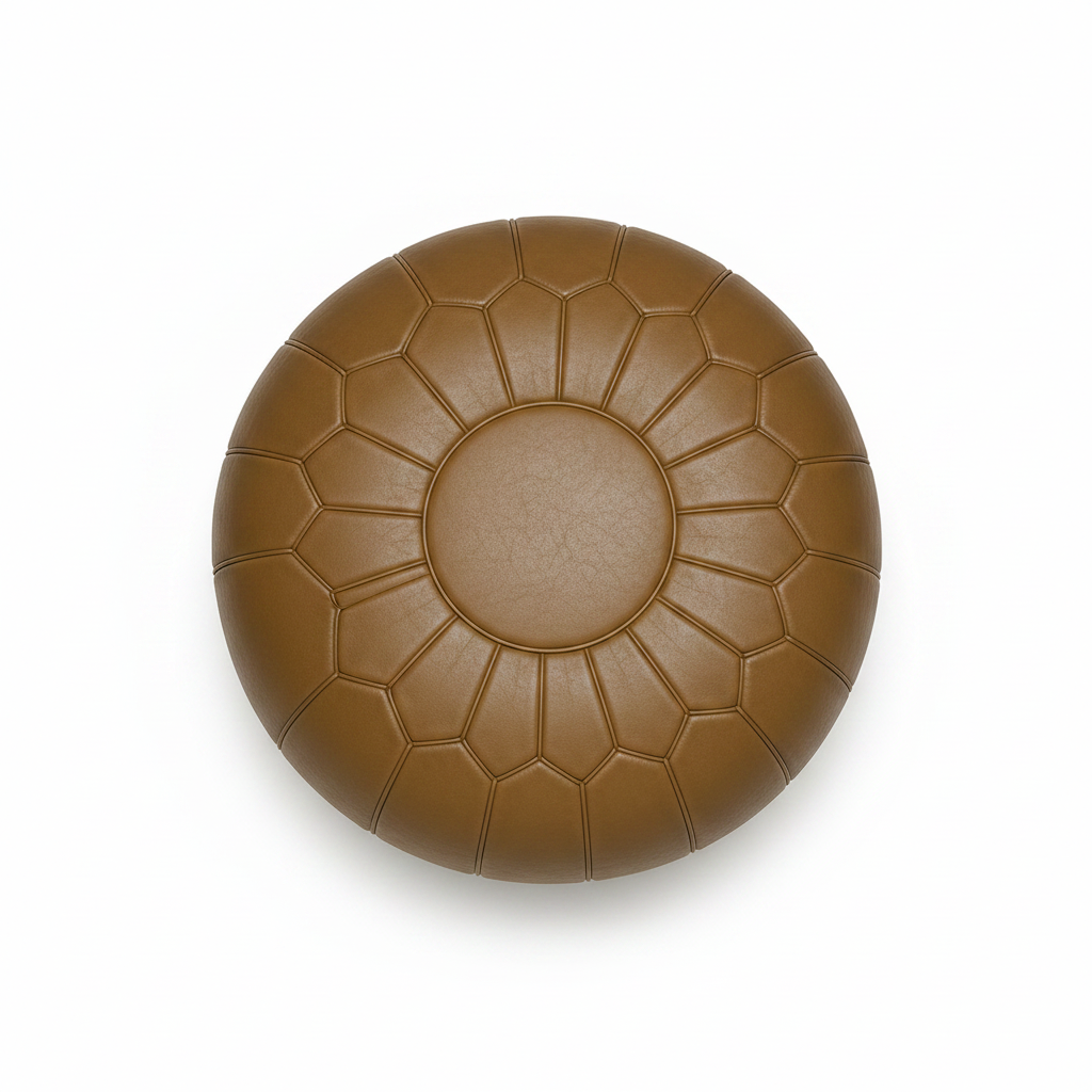 Moroccan Leather Pouf – Caramel Brown | Handmade in Marrakech