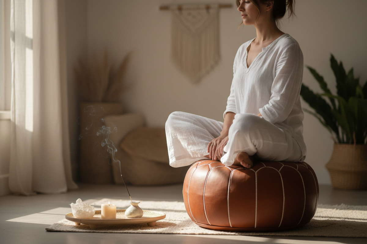 Zen Wellness – Moroccan Leather Pouf